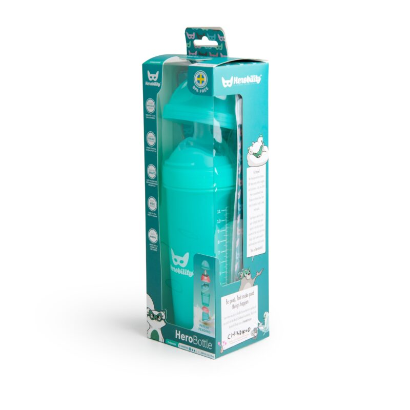 Biberón Anticólico Herobility Turquesa 340 ml - Imagen 4