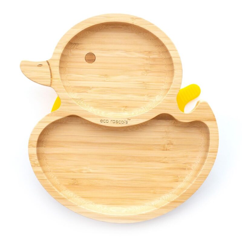 Plato Bambú con Ventosa Pato Amarillo