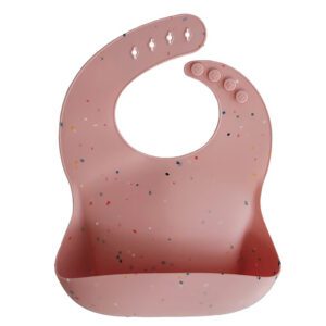 Babero Silicona Mushie Powder Pink Confetti