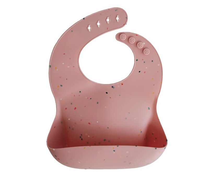 Babero Silicona Mushie Powder Pink Confetti