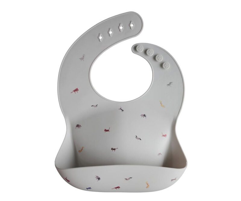 Babero Silicona Mushie Safari Light Grey
