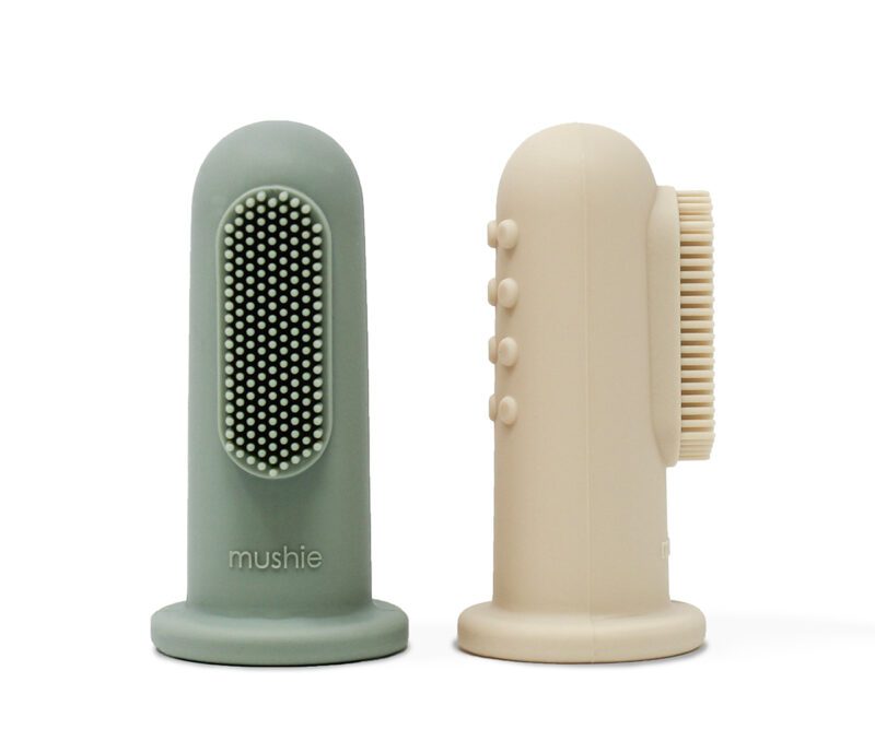 2 Dedales de Silicona Mushie Shifting Sand/Cambridge Blue