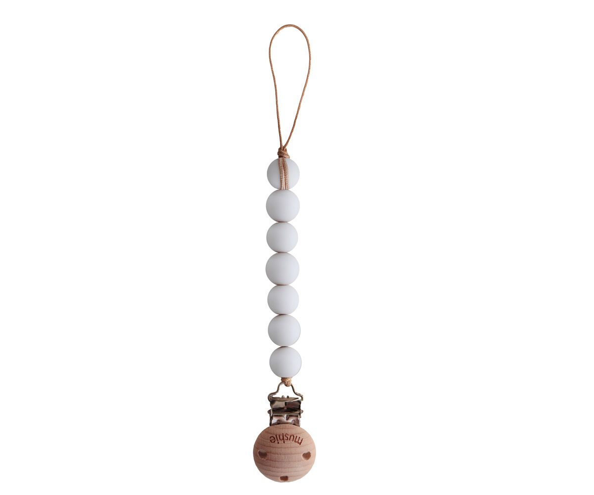 Sujetachupetes Mushie Halo White