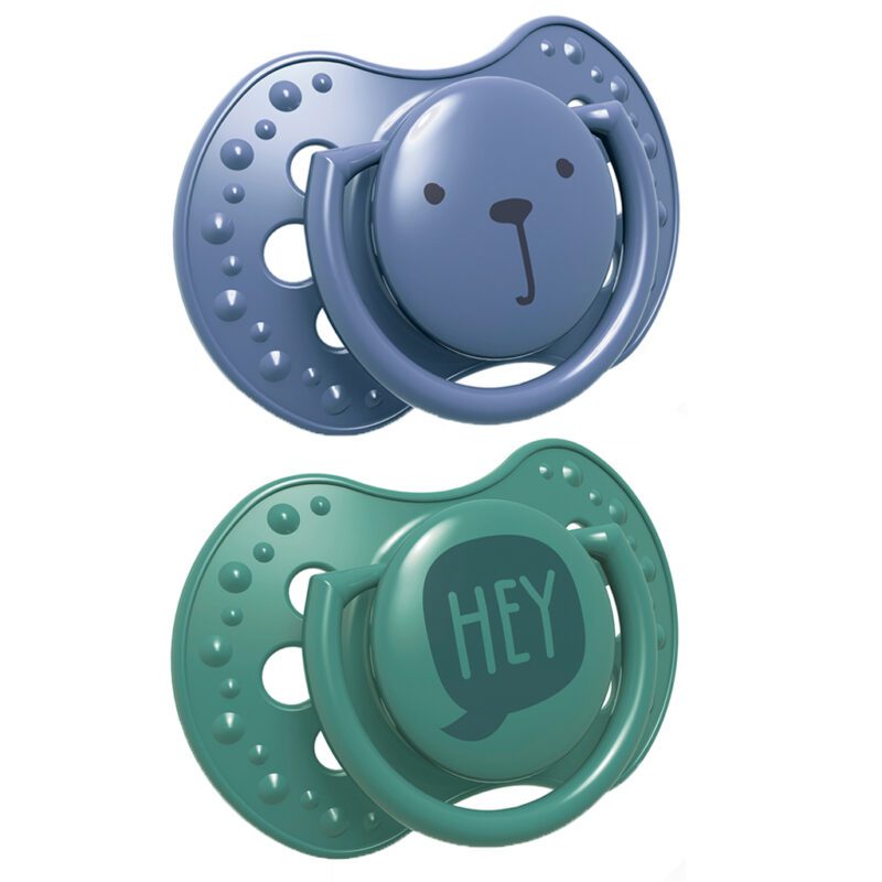 Chupetes dinámicos LOVI Hey Verde/Azul (2 ud.)