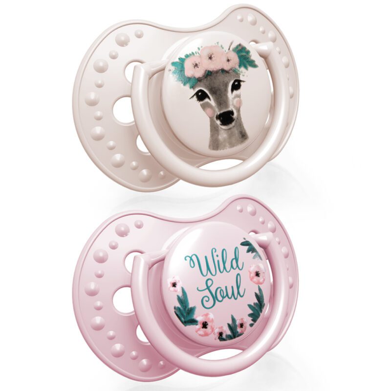 Chupetes dinámicos LOVI Wild Soul rosa/beige (2 ud.)