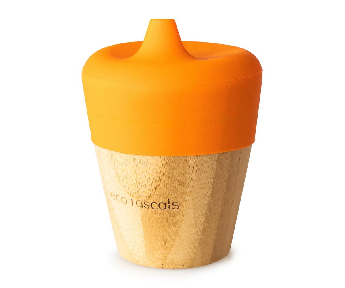 Vaso de Bambú Naranja con Tapa 190 ml