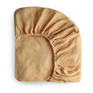 Sábana bajera de muselina para mini cuna (Fall Yellow)