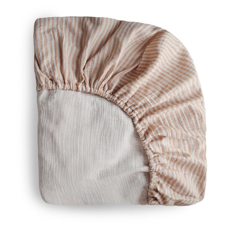 Sábana bajera de muselina para cuna Natural Stripe