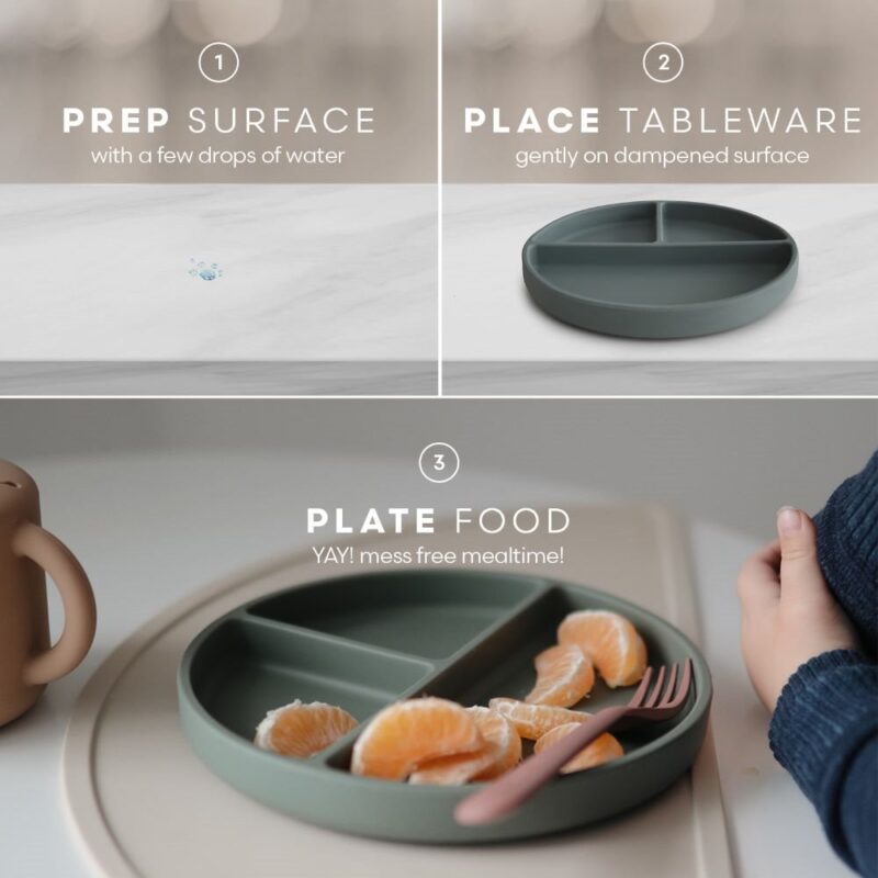 Plato Compartimentos Silicona Mushie Ivory - Imagen 4