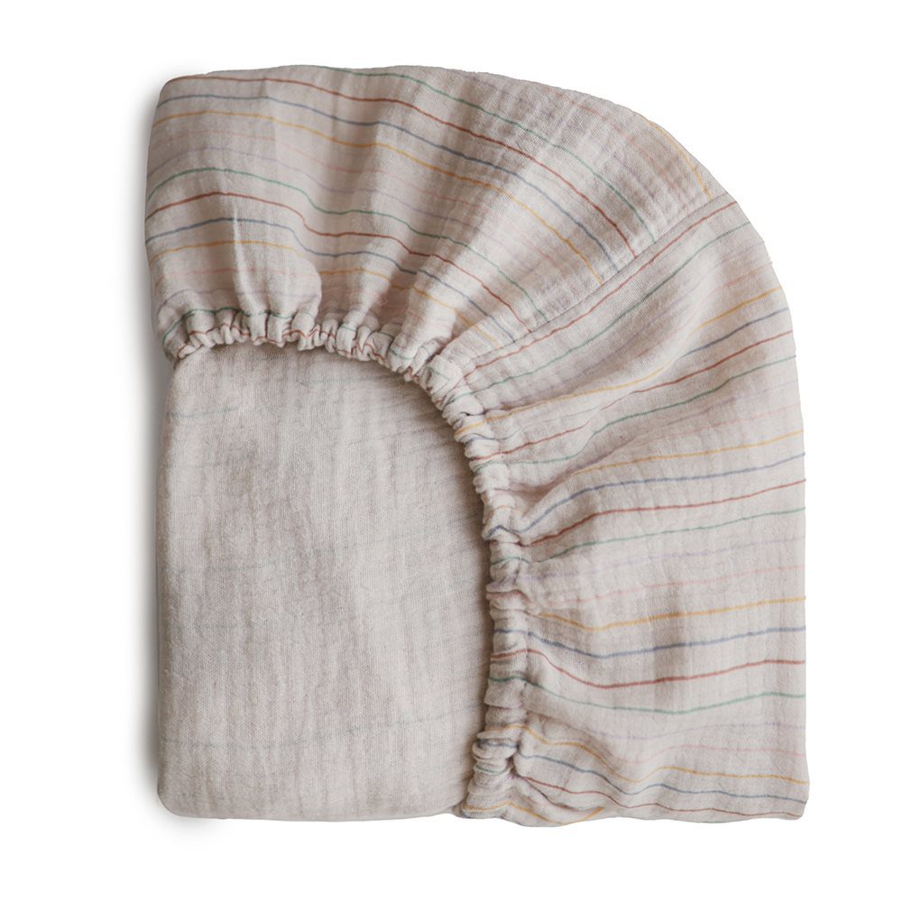 Sábana bajera de muselina para cuna Retro Stripes - Imagen 2