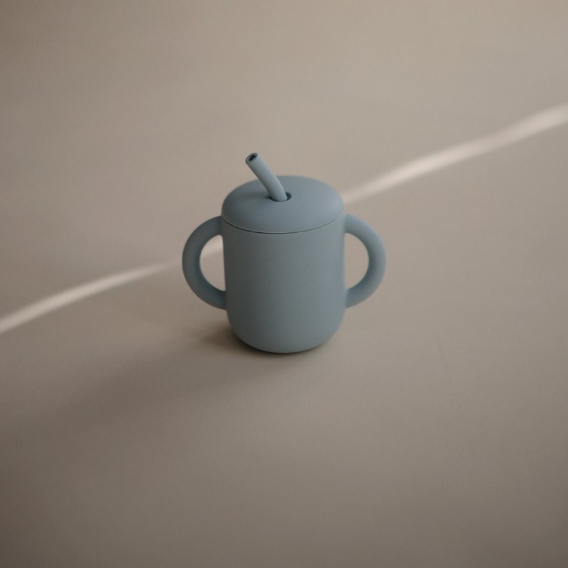 TAZA DIDÁCTICA+PAJITA SILICONA SOLID POWDER BLUE - Imagen 2