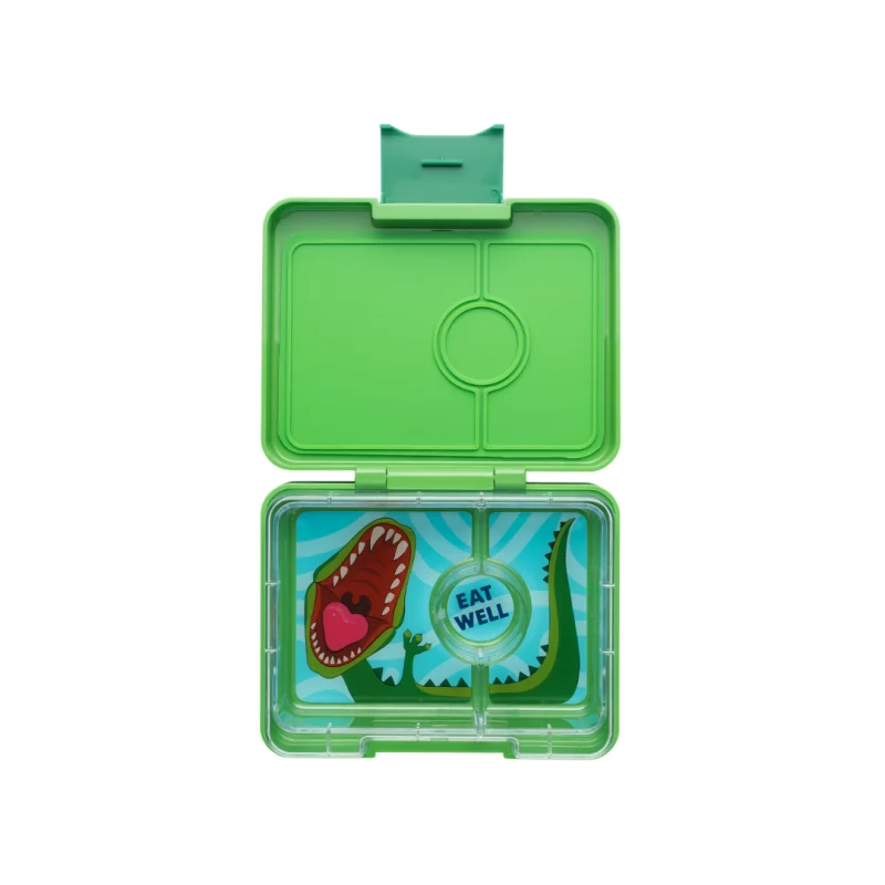 Caja Bento Snack 3 secciones Jurassic Green / Bandeja Dinosaur