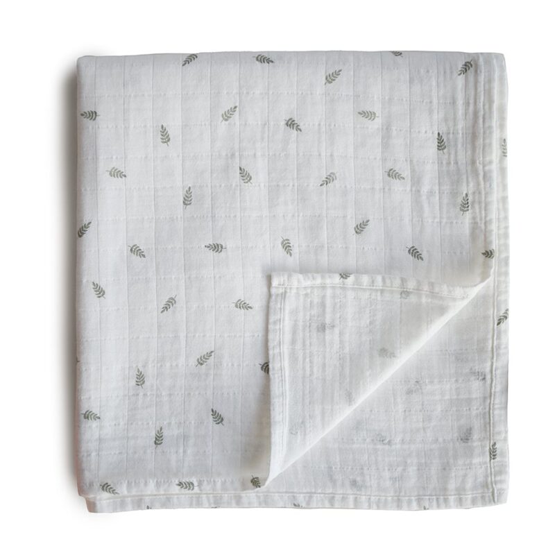 Muselina Algodón Orgánico Mushie Print Leaves