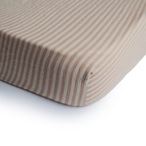 Sábana Bajera de Muselina para Mini Cuna Natural Stripes
