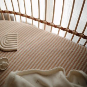 Sábana Bajera de Muselina para Mini Cuna Natural Stripes